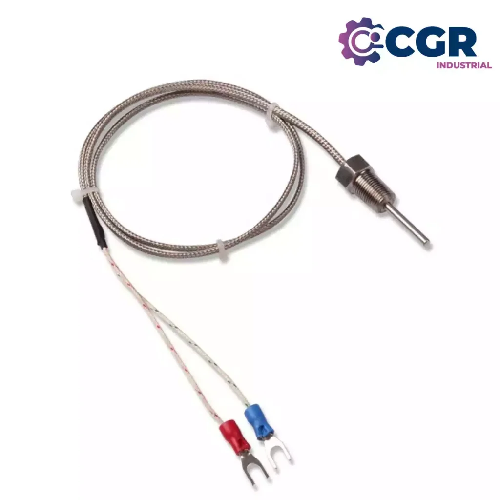 Termocupla tipo J bulbo recto y conexión a proceso en rosca fija de 1/2" NPT