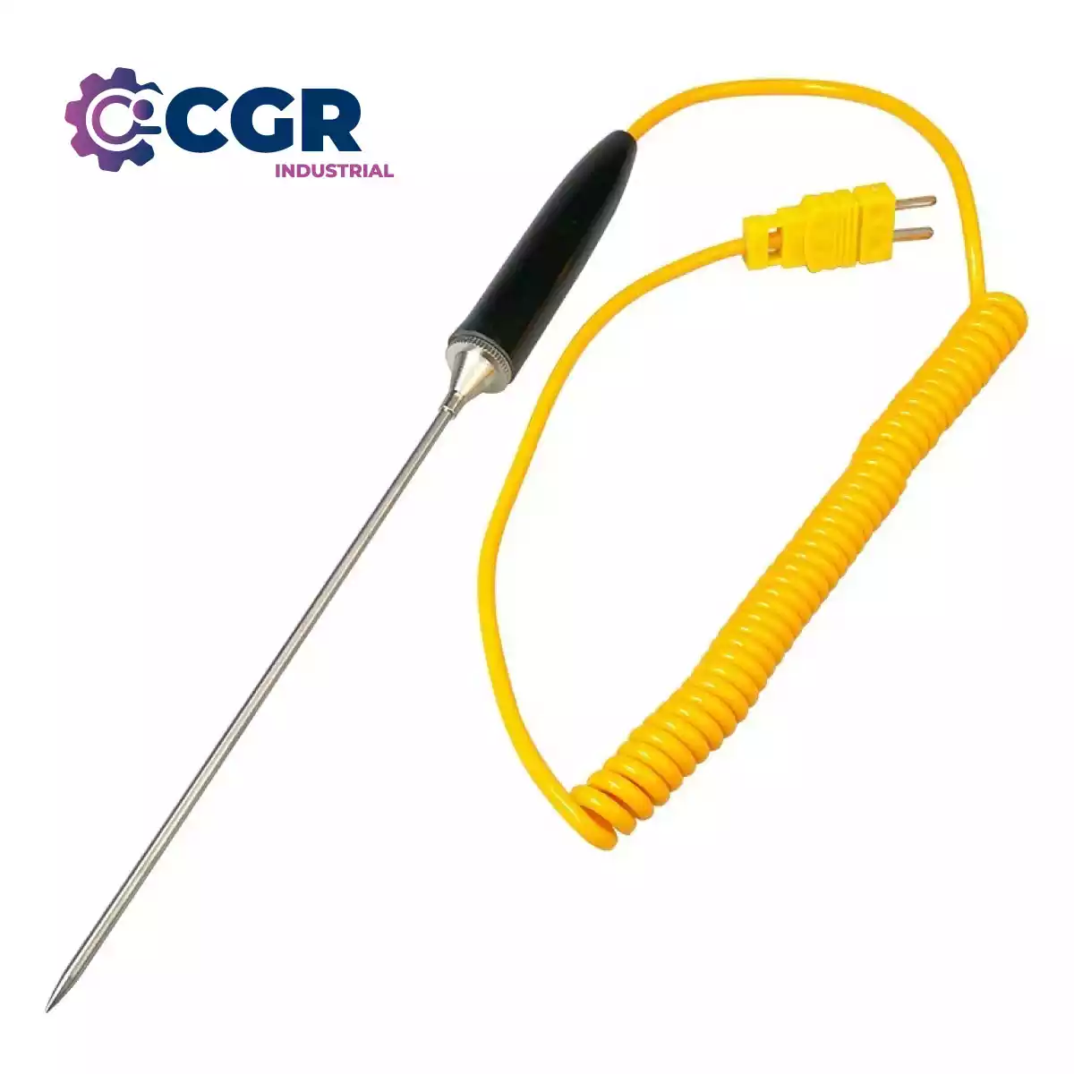 Sonda tipo K bulbo encamisado con mango y cable tipo teléfono y mini conector macho