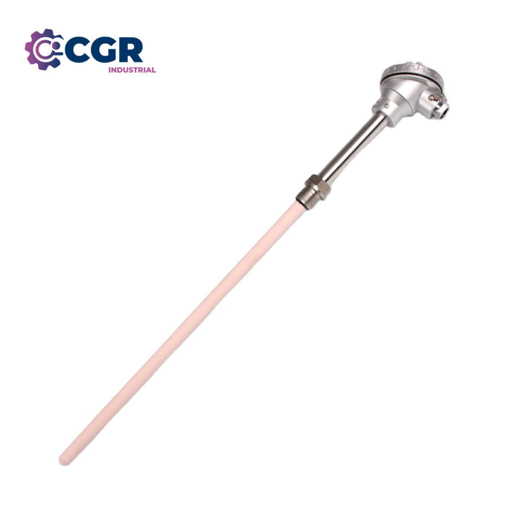 Termocupla tipo K con funda cerámica y conexión roscada