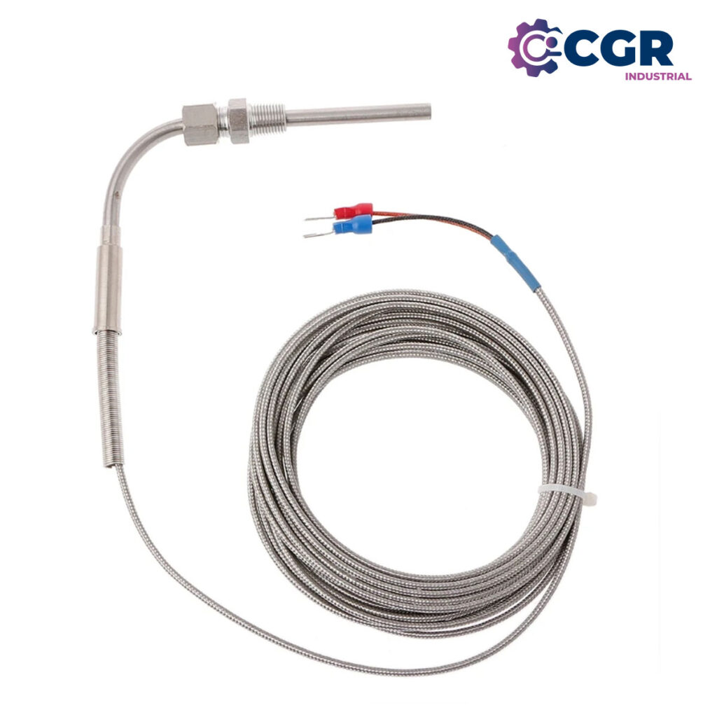 Termocupla tipo K en codo de 90º con conexión roscada móvil