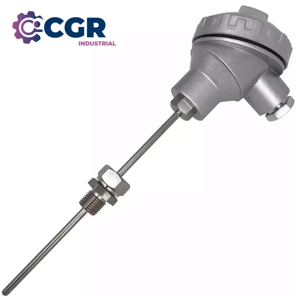 Termocupla tipo J con bulbo metálico y conexión roscada móvil