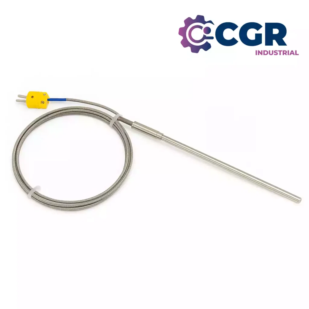Termocupla tipo K precableado con bulbo recto y mini conector macho